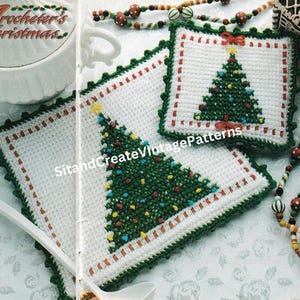 Vintage Crochet Christmas Hot Pad/Potholder/Placemat
