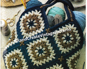 Bolso tapiz cuadrado de abuela de ganchillo vintage