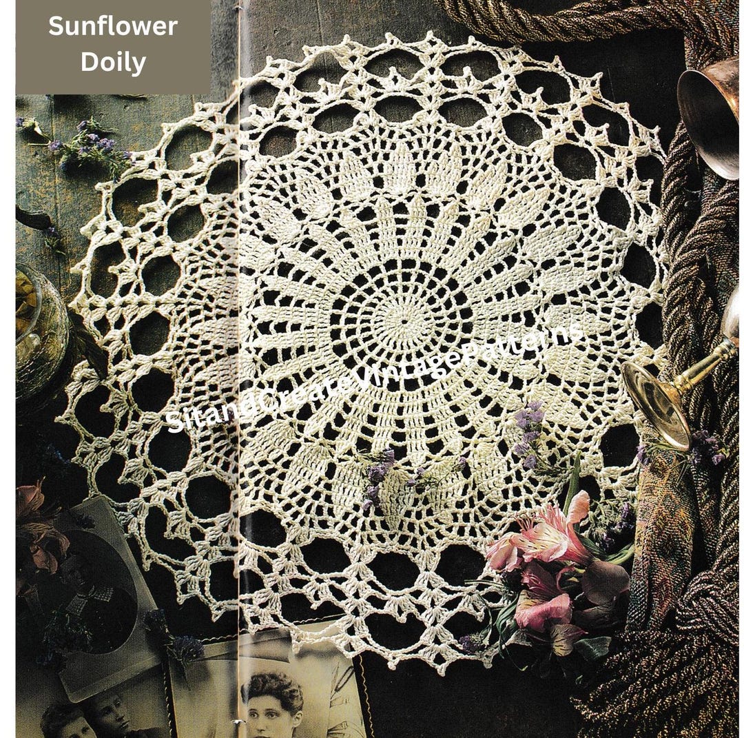 Vintage Crochet Sunflower Doily - Etsy