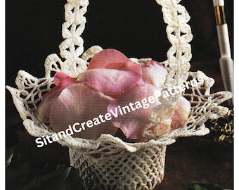 Vintage Crochet Flower Basket