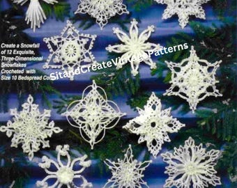 Copos de nieve dimensionales de ganchillo vintage