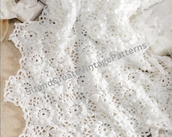 Vintage  Crochet Wedding Rings Afghan