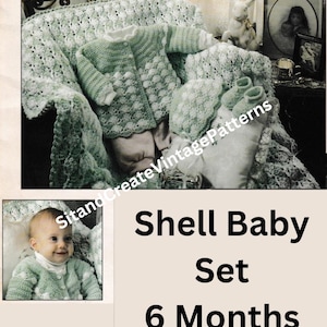 Vintage Crochet Baby Shells Layette  Set