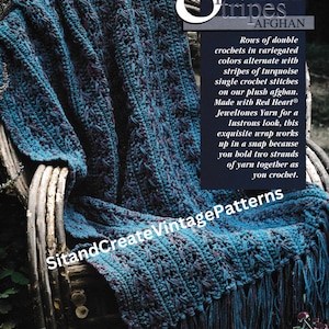 Manta afgana vintage de rayas espléndidas de crochet