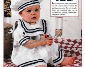 Conjunto de vestido marinero vintage de crochet