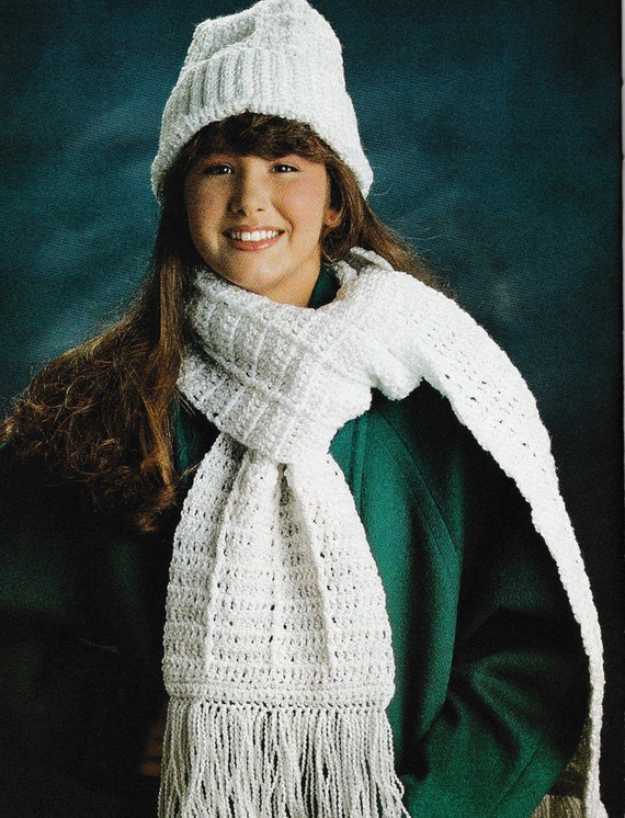 Vintage Crochet Hat and Scarf Set