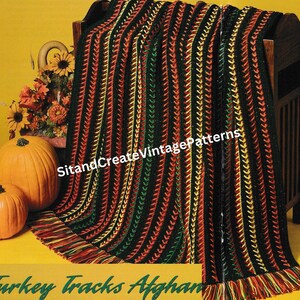 Vintage Crochet Turkey Tracks Afghan
