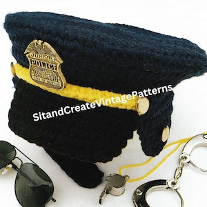 Vintage Crochet Policeman Hat