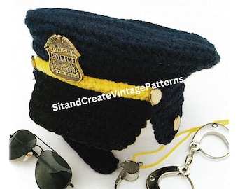Sombrero de policía vintage de crochet