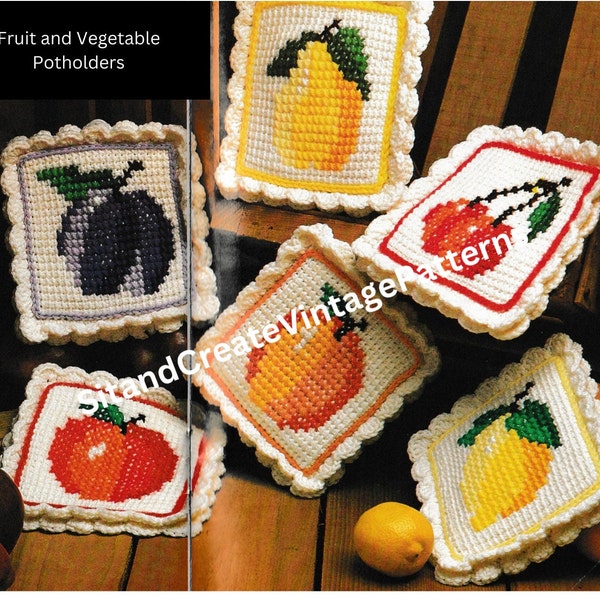 Vintage Crochet Fruit and Vegetable Potholders