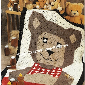 Vintage Crochet Teddy Bear Afghan