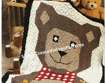 Vintage Crochet Teddy Bear Afghan