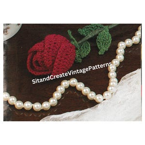 Vintage Crochet Long Stem Rose