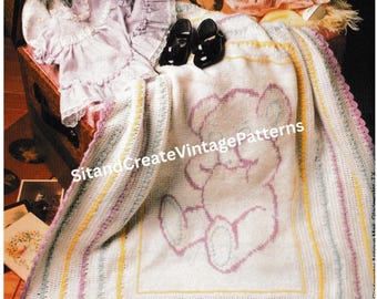 Vintage Crochet Sleepy Bear Afghan