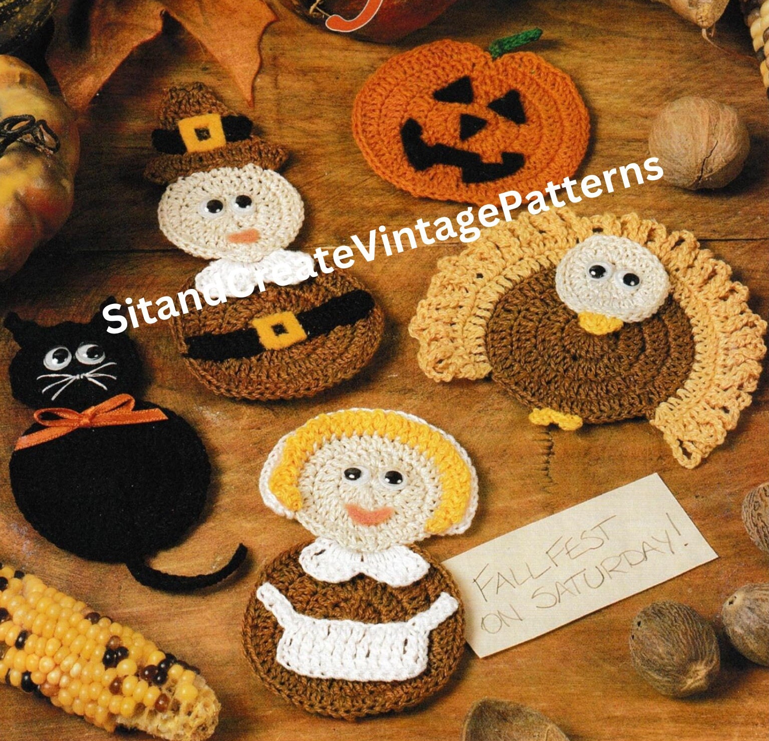 Vintage Crochet Fall appliqué
