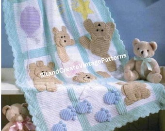 Vintage Crochet Bears on my Blanket Afghan
