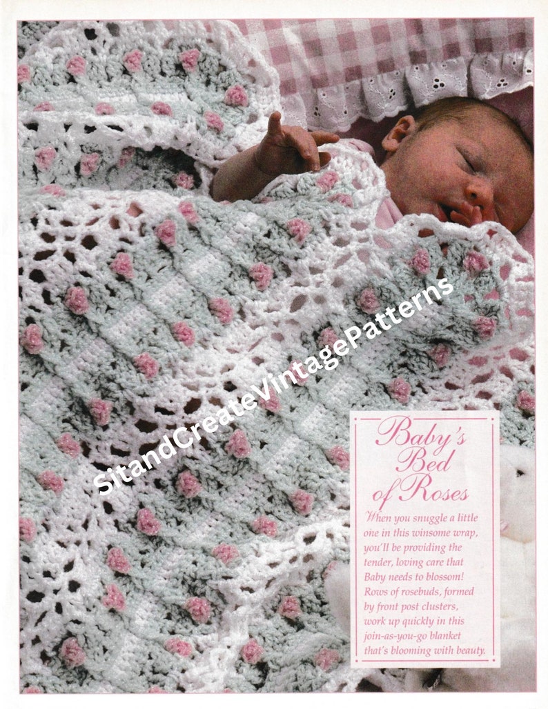 Vintage Babys Bed of Roses Afghan Etsy