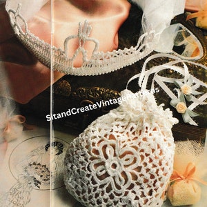 Vintage Crochet Bridal Crown and Purse