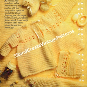 Vintage Crochet Baby Yellow Layette