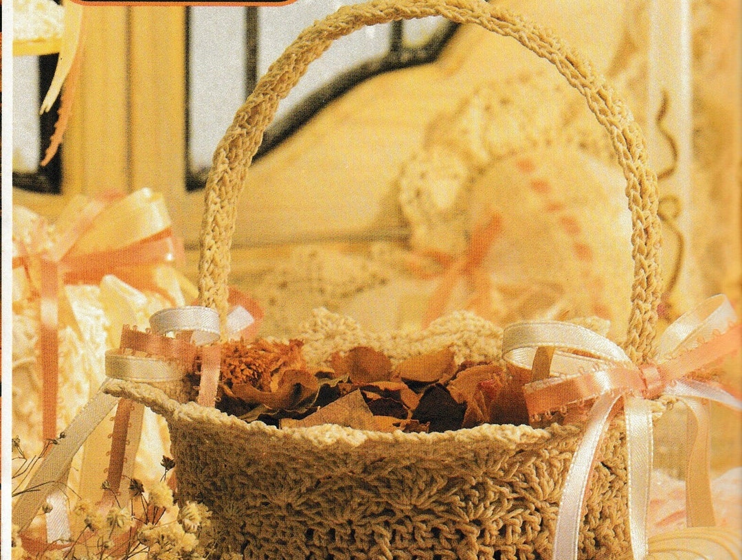 Vintage Crochet Flower Girl Basket - Etsy
