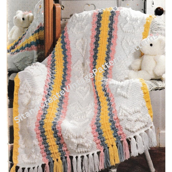 Vintage Crochet Rocking Horse Baby Blanket