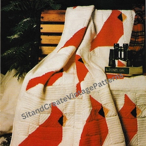Vintage Kardinal-Quilt gehäkelt