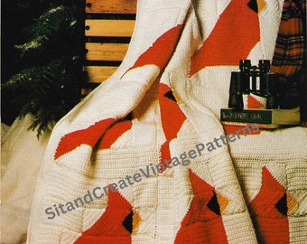Vintage Crochet Cardinal Quilt