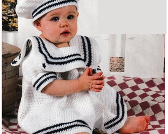 Vintage Crochet Lil Sailor Dress Set