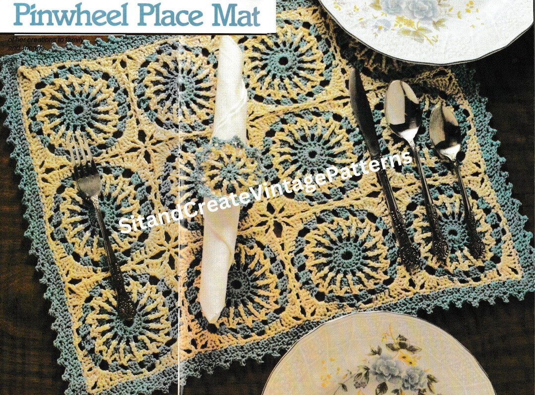 Vintage Crochet Pinwheel Place Mat - Etsy
