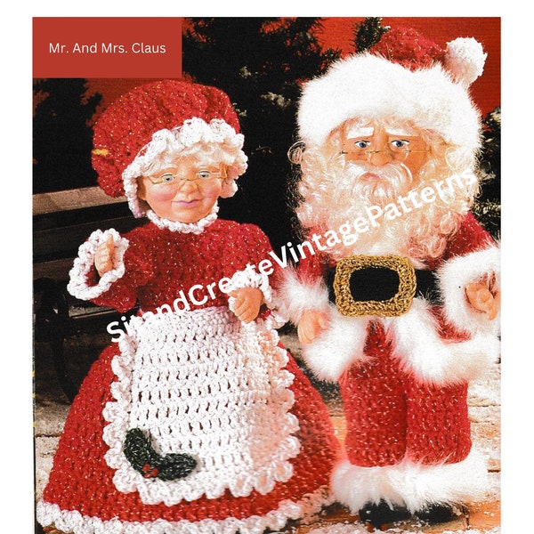 Vintage Crochet Santa and Mrs Claus Clothing