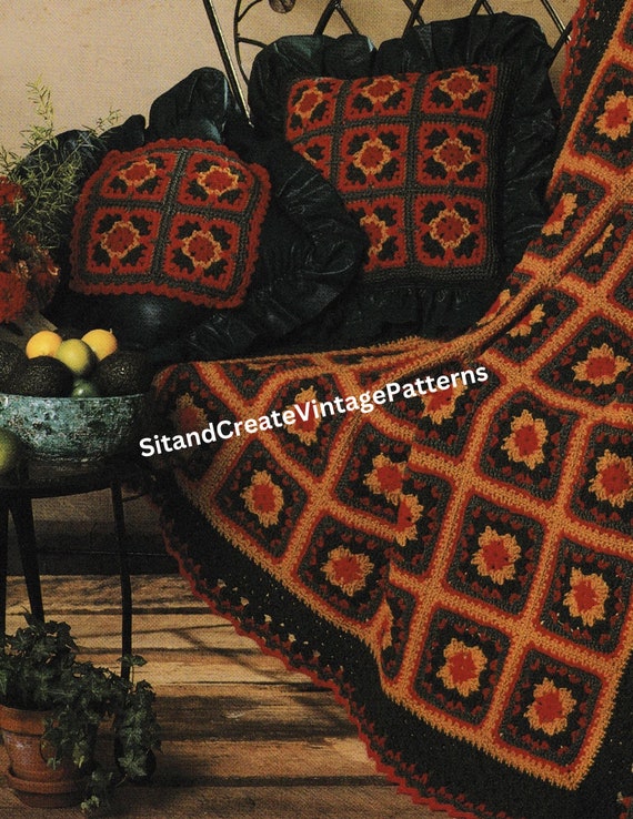 Vintage Crochet Fiesta Granny Square - Etsy