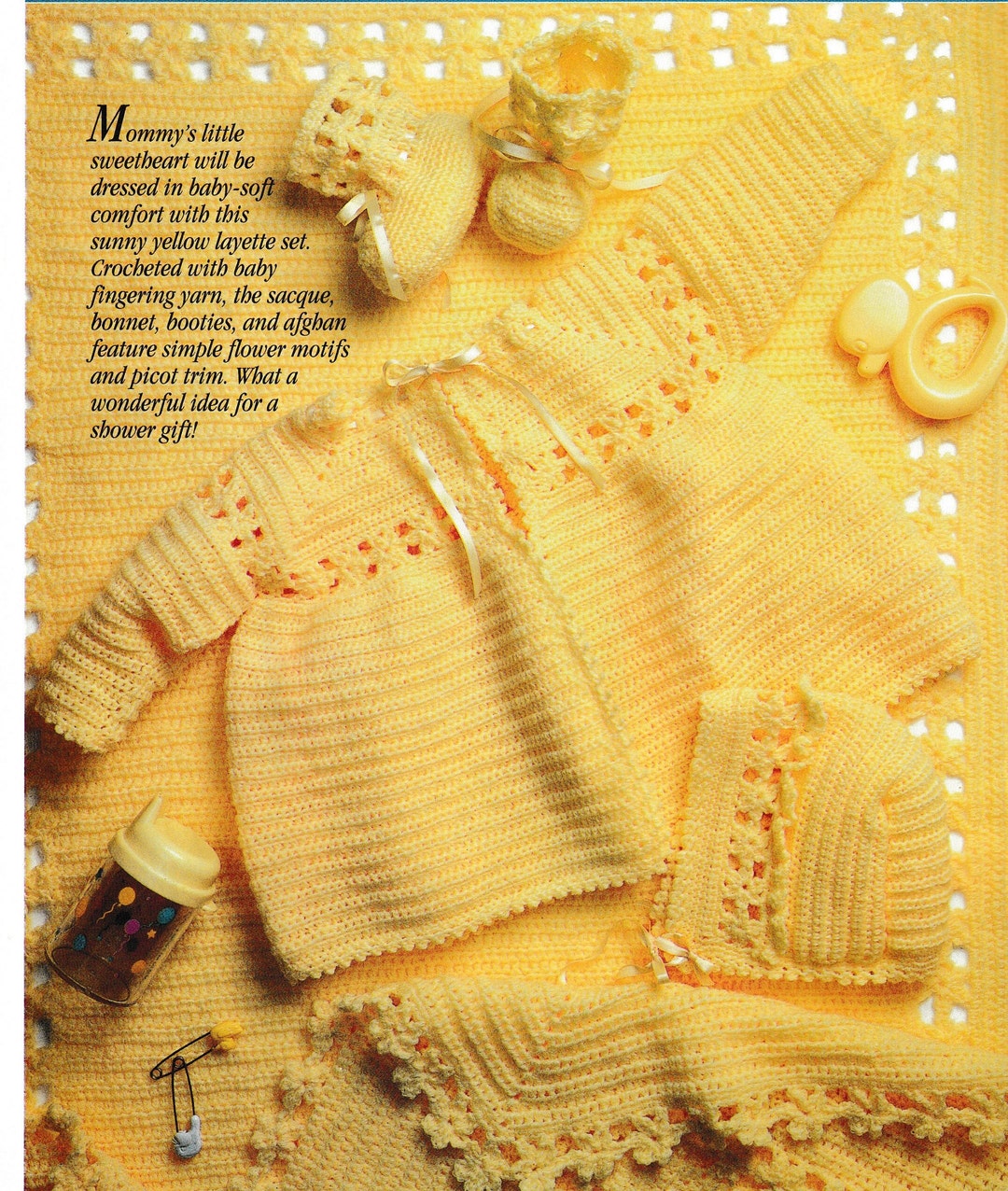 Vintage Crochet Baby Yellow Layette Etsy