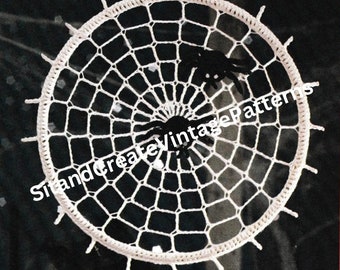 Telaraña de araña de Halloween de crochet vintage