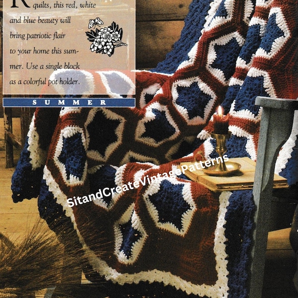 Vintage Crochet American Country Granny Square Afghan