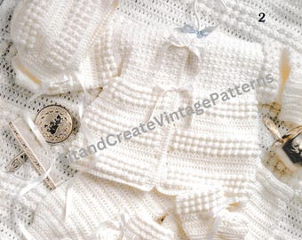 Conjunto de bautizo de bebé de ganchillo vintage