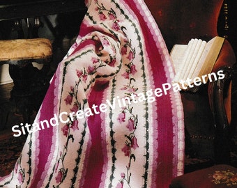Vintage Crochet Valentines Flower Afghan