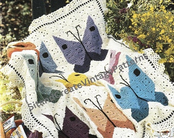 ヴィンテージクロシェバタフライアフガン - Etsy 日本