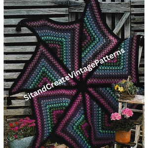 Manta afgana vintage de crochet con forma de molinete