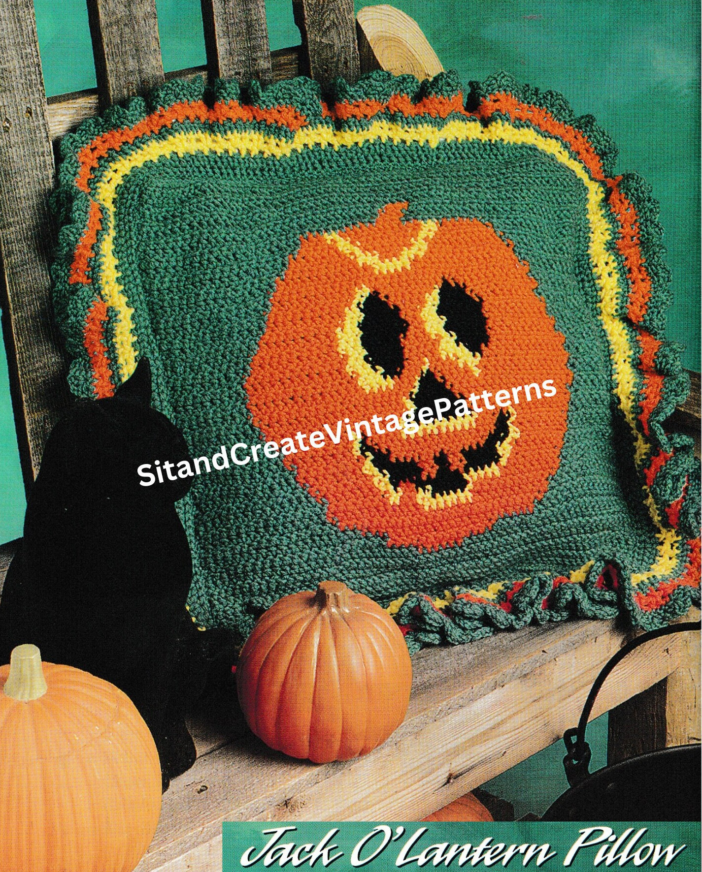 Vintage Crochet Jack O Lantern Pillow - Etsy