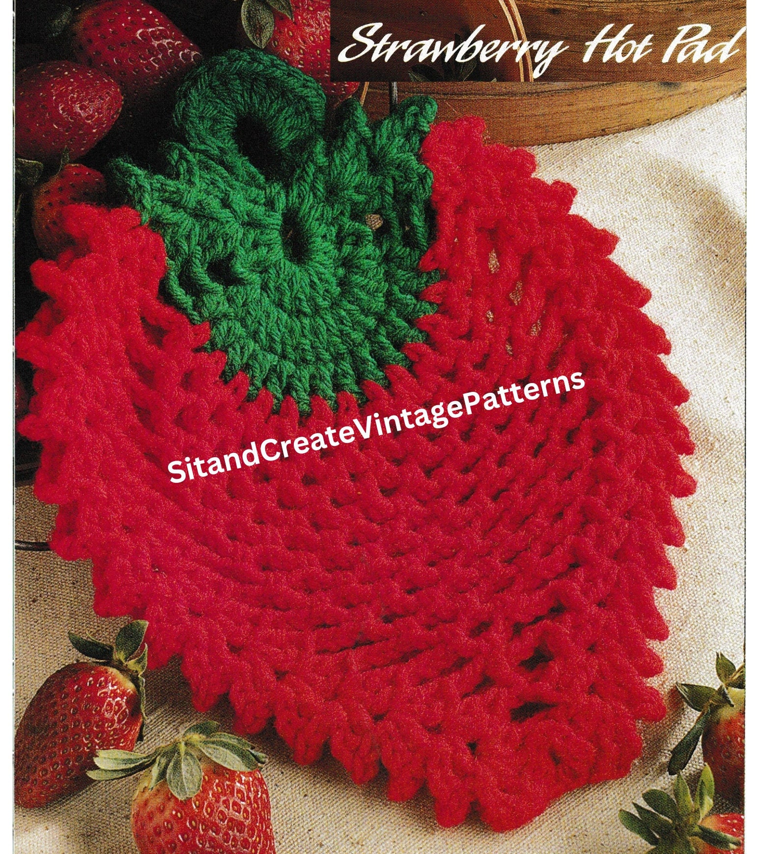 Vintage Crochet Strawberry Hot Pad