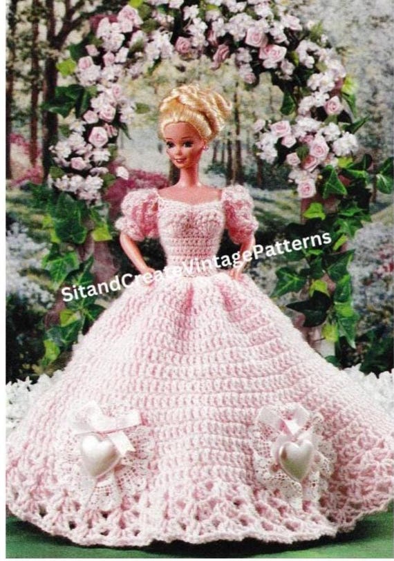 Vintage Crochet Sweetheart Fashion Doll Ball Gown