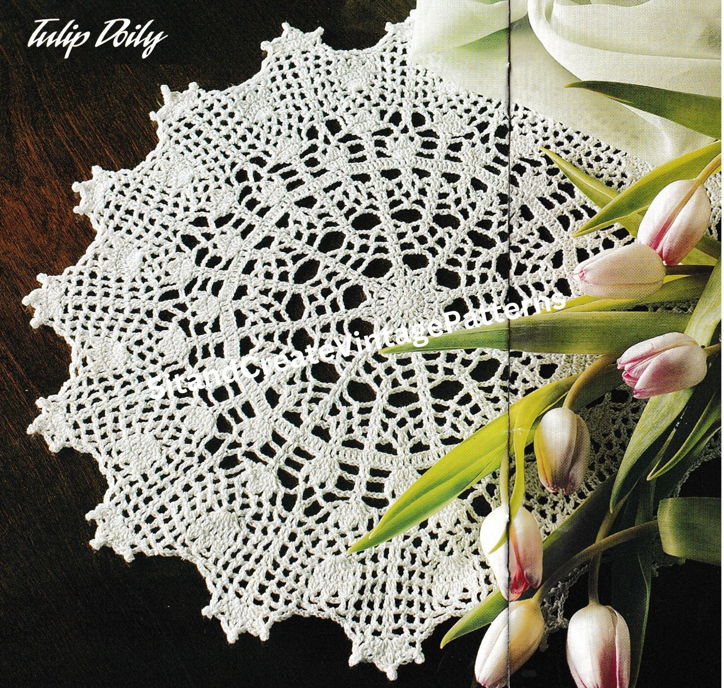 Vintage Crochet Lace Tulip Doily - Etsy
