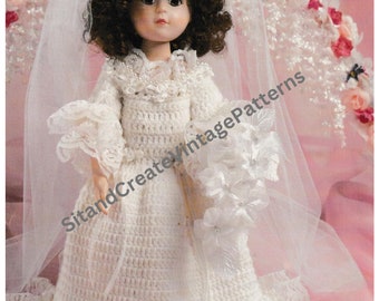 Vintage Crochet Wedding Day Doll Dress