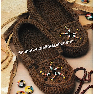 Vintage Crochet Beaded Moccasins
