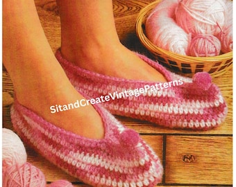 Pantufas aconchegantes de crochê vintage