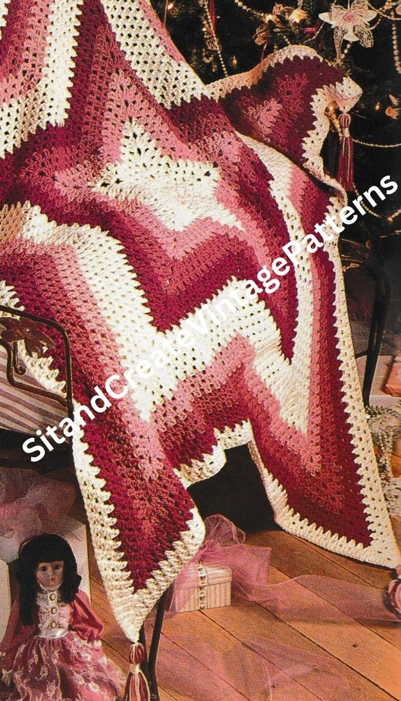Vintage Crochet Star of Peace Afghan image 1