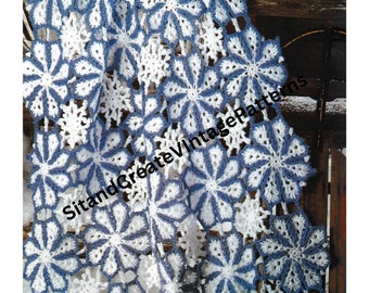 Vintage Crochet Lacy Snowflake Granny Square Afghan