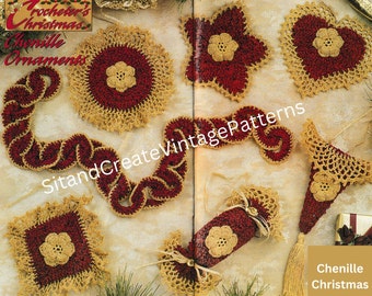 Vintage Crochet Chenille Christmas Ornaments