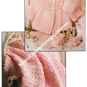 Vintage Crochet Baby Pink Layette Set