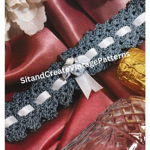 Vintage Crochet  Something Blue Bridal Garter